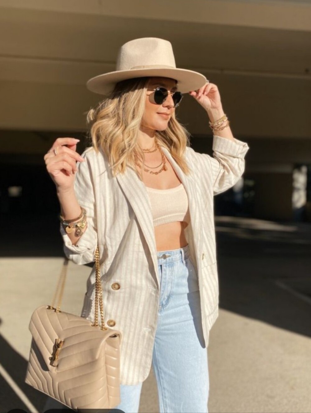 Gilli Cream Striped Linen Blazer